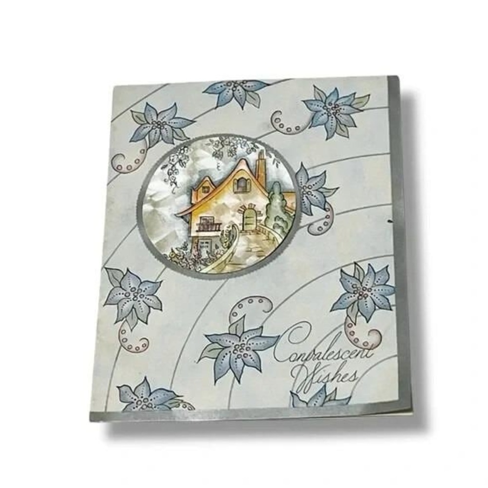 Convalescent Wishes Floral House Vintage Get Well Card DBX